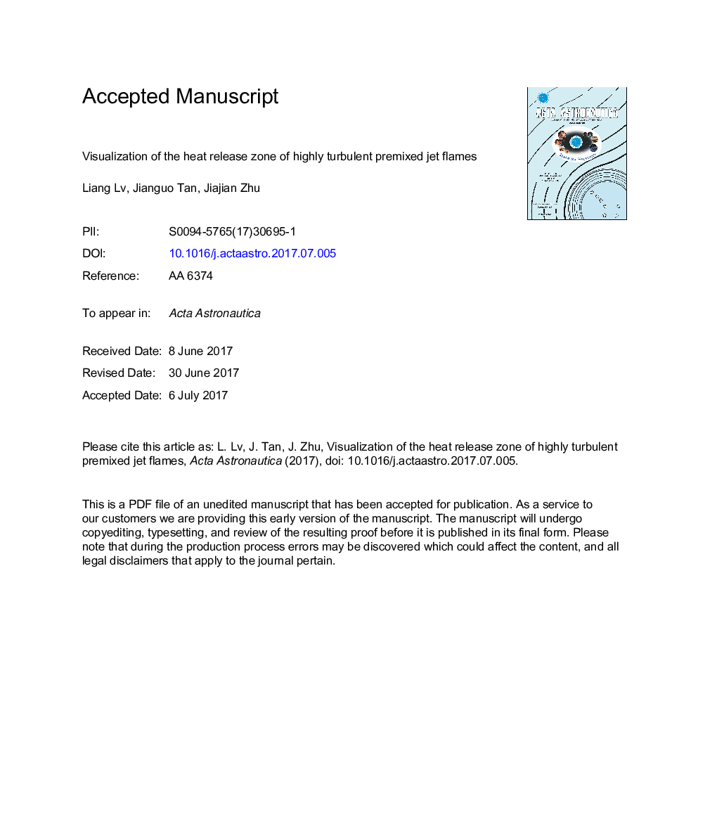 Visualization of the heat release zone of highly turbulent premixed jet flames