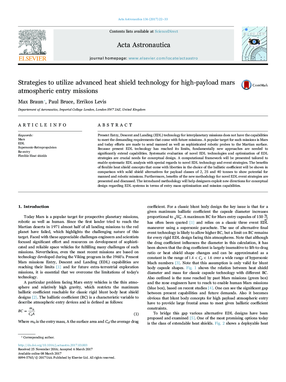 Strategies to utilize advanced heat shield technology for high-payload mars atmospheric entry missions