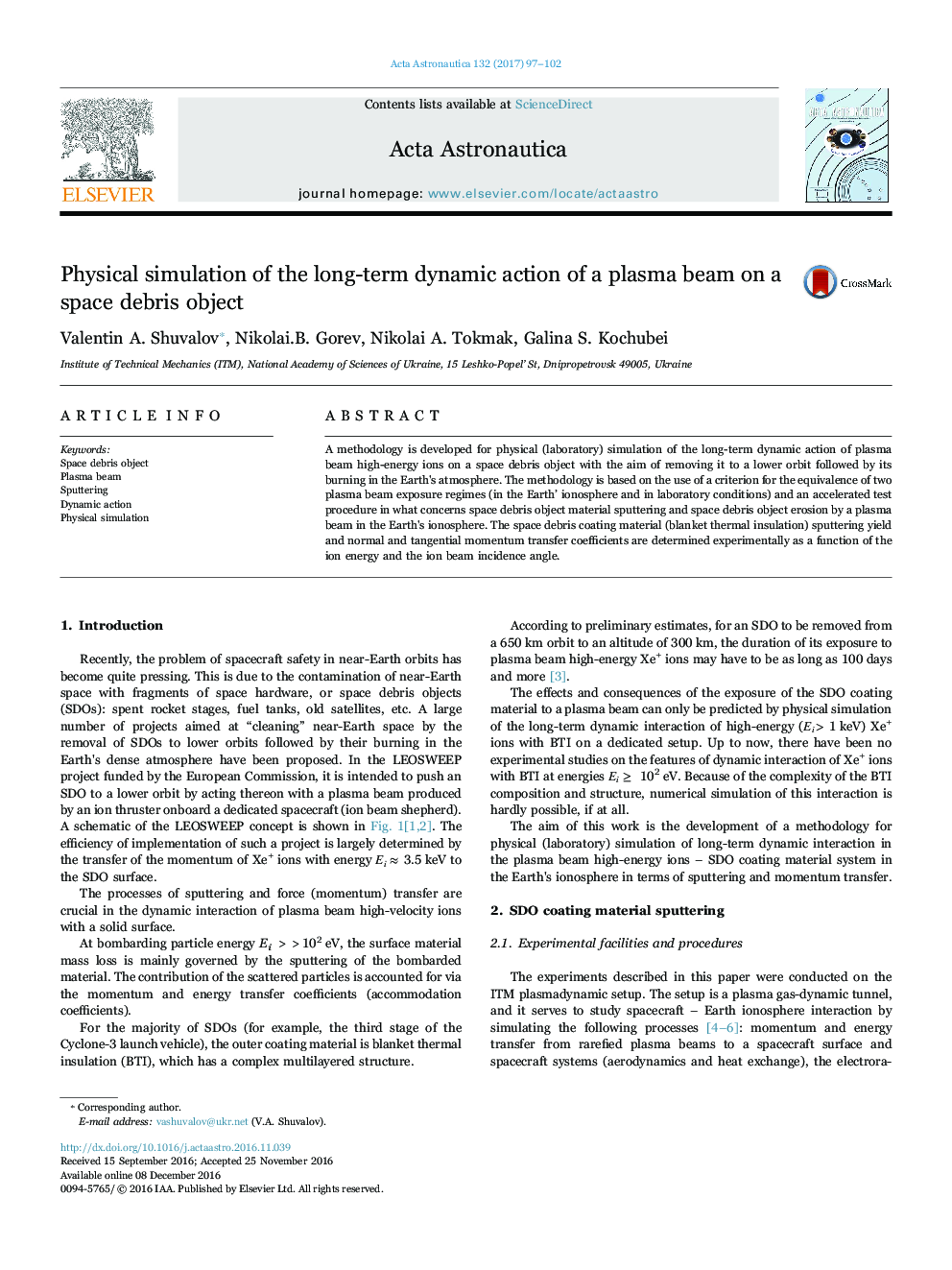 Physical simulation of the long-term dynamic action of a plasma beam on a space debris object