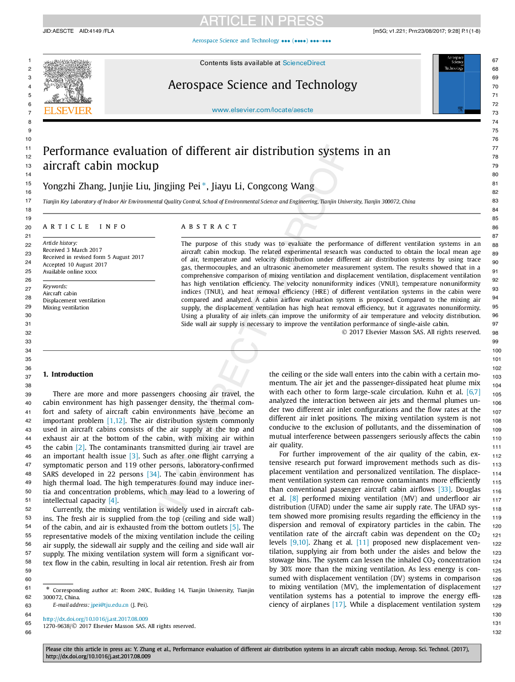 Performance evaluation of different air distribution systems in an aircraft cabin mockup