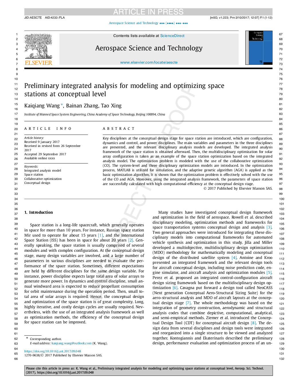 Preliminary integrated analysis for modeling and optimizing space stations at conceptual level