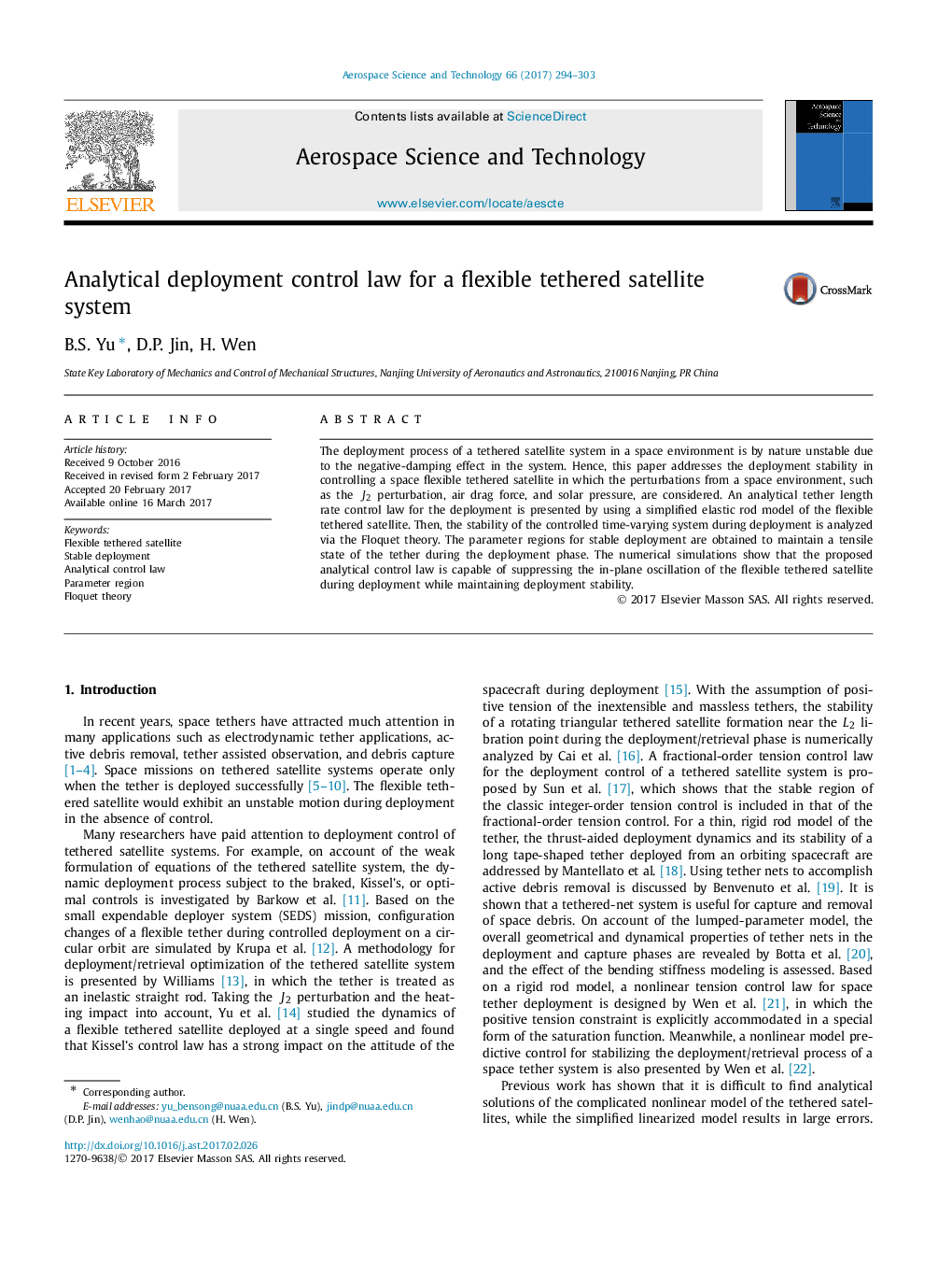 Analytical deployment control law for a flexible tethered satellite system