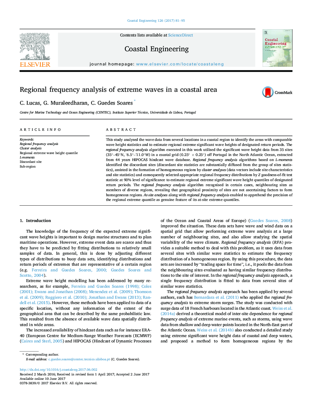 Regional frequency analysis of extreme waves in a coastal area