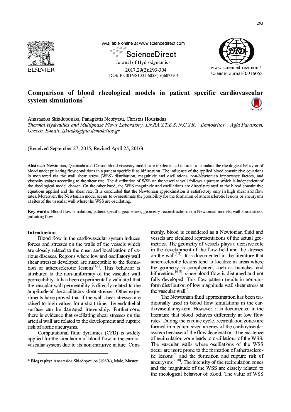 Comparison of blood rheological models in patient specific cardiovascular system simulations