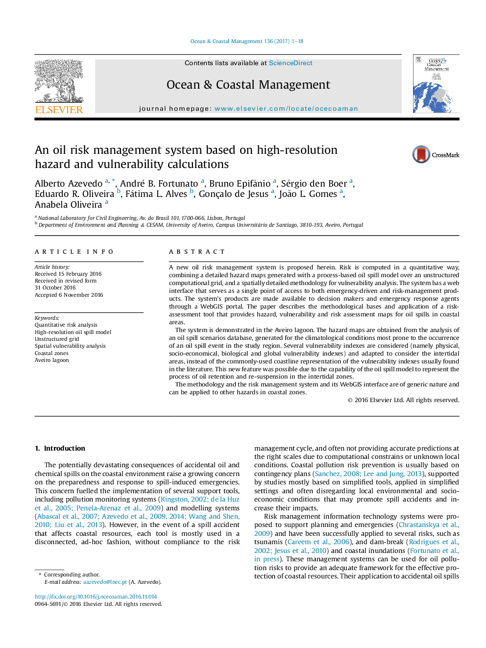 An oil risk management system based on high-resolution hazardÂ andÂ vulnerability calculations