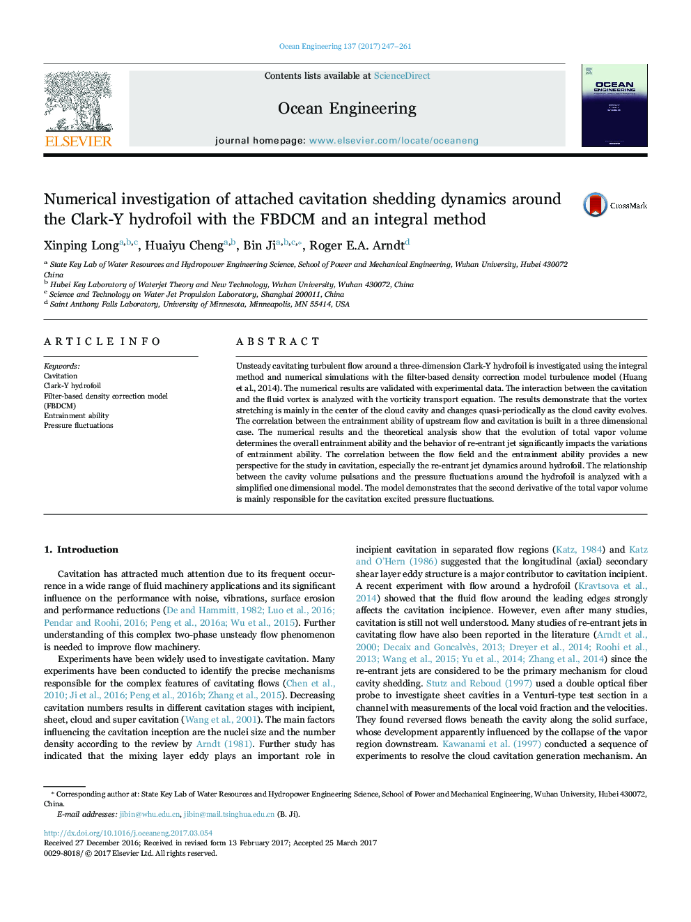 Numerical investigation of attached cavitation shedding dynamics around the Clark-Y hydrofoil with the FBDCM and an integral method