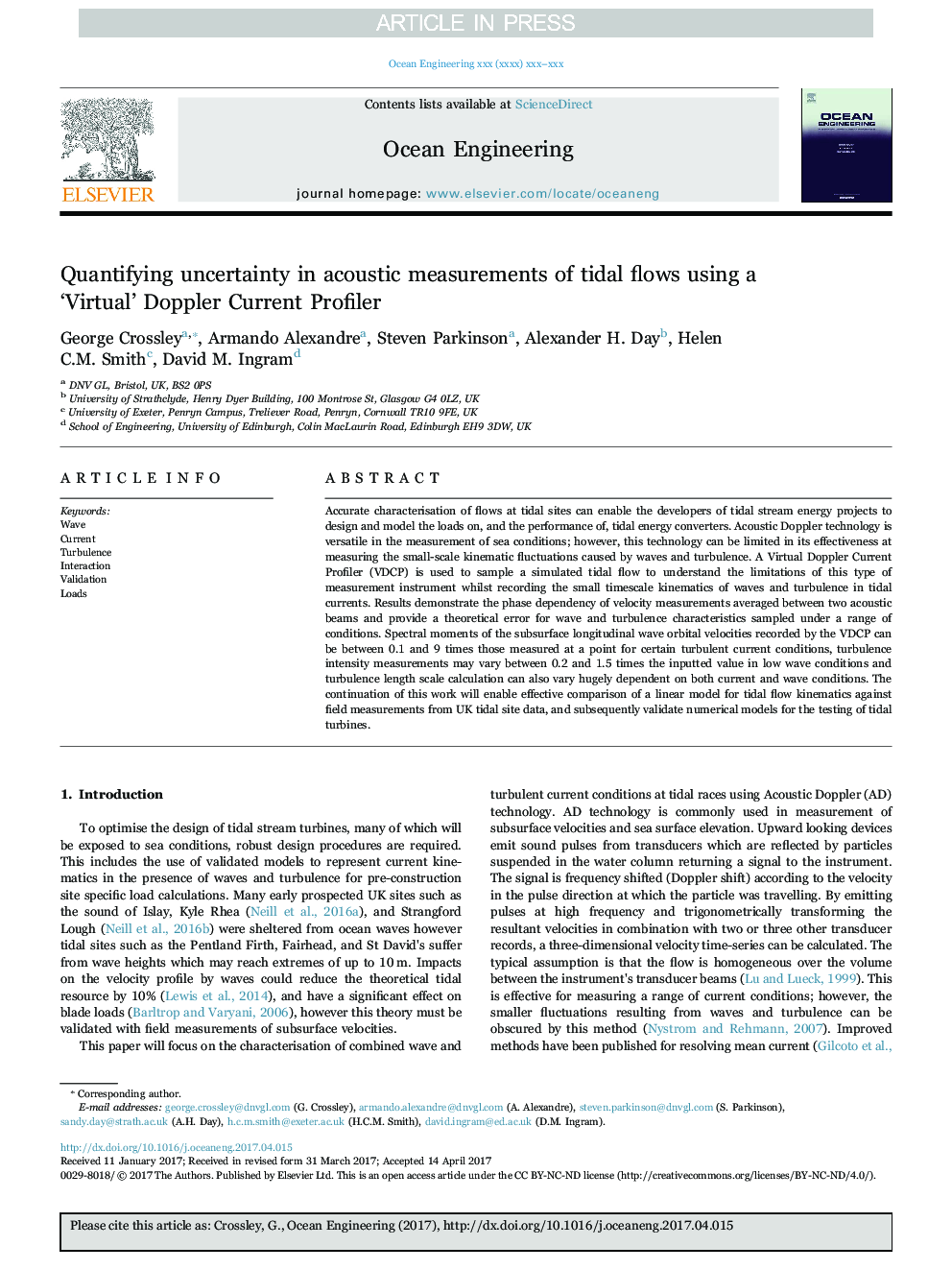 Quantifying uncertainty in acoustic measurements of tidal flows using a 'Virtual' Doppler Current Profiler