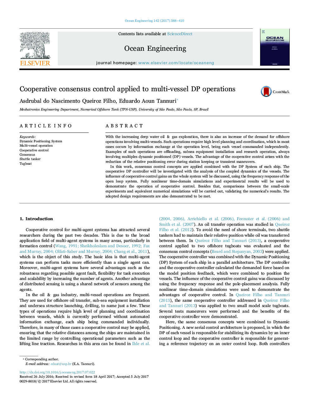 Cooperative consensus control applied to multi-vessel DP operations