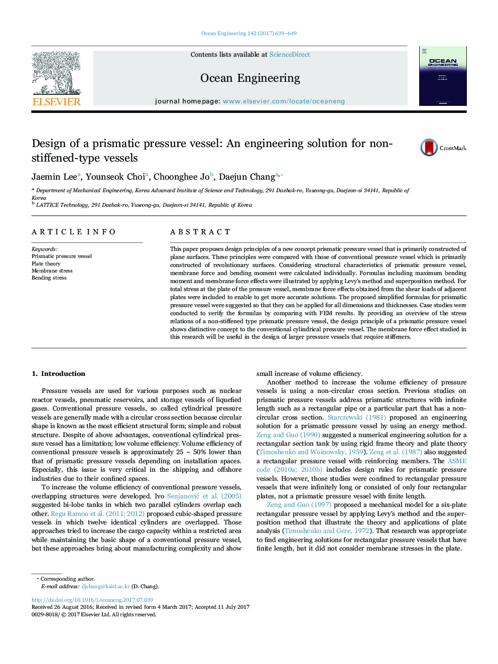 Design of a prismatic pressure vessel: An engineering solution for non-stiffened-type vessels