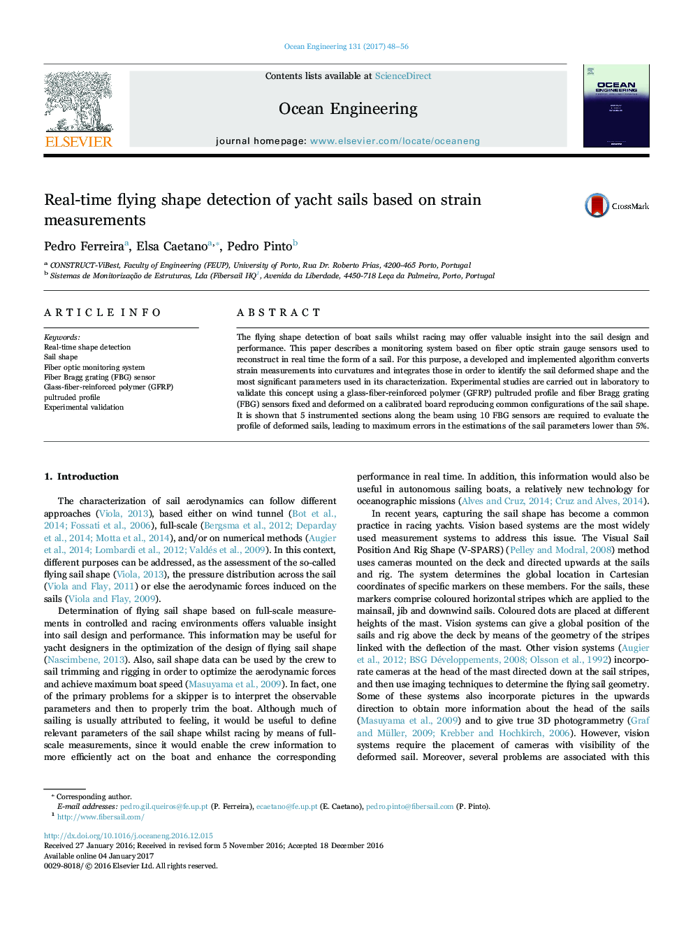 Real-time flying shape detection of yacht sails based on strain measurements