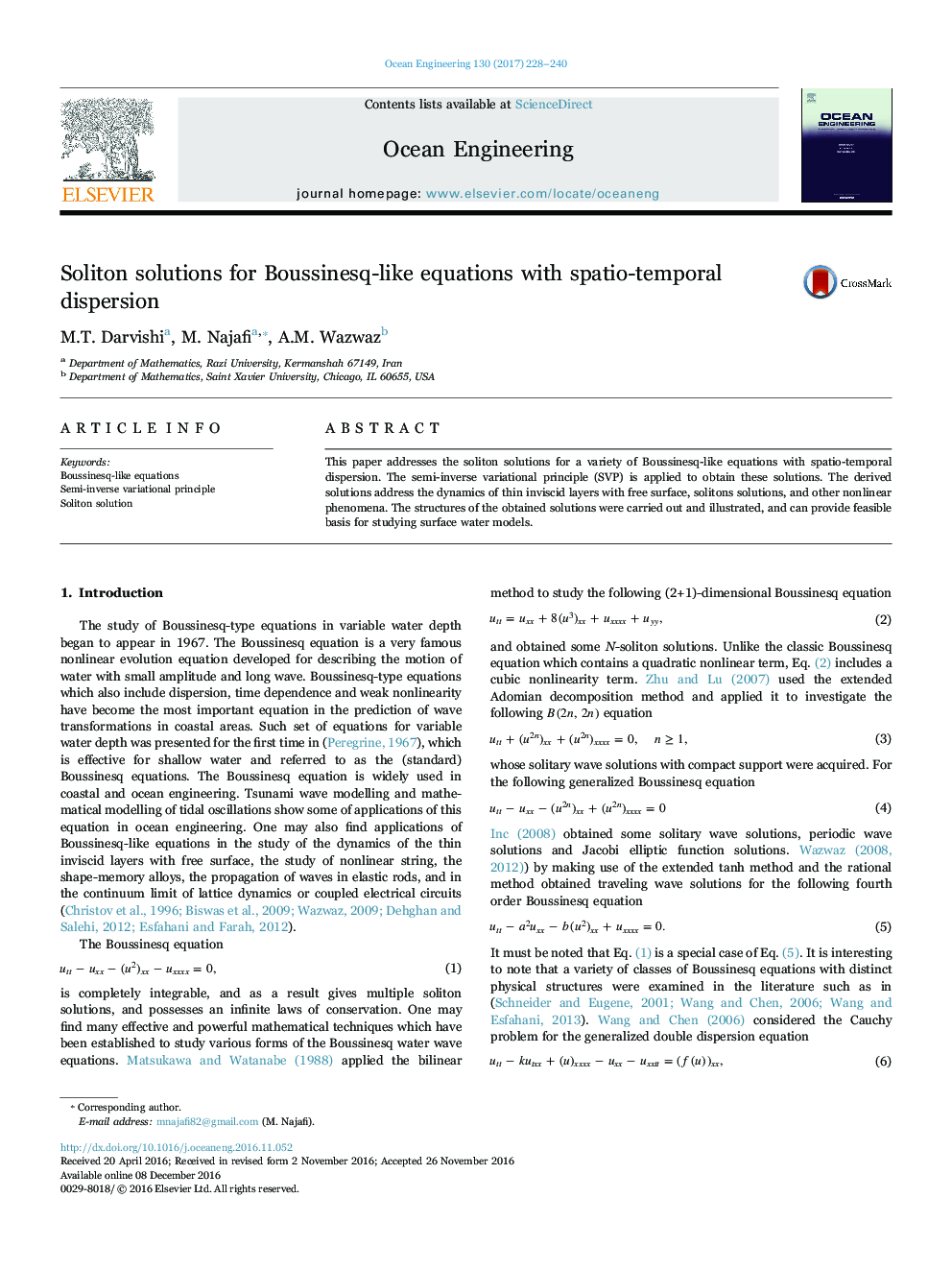 Soliton solutions for Boussinesq-like equations with spatio-temporal dispersion