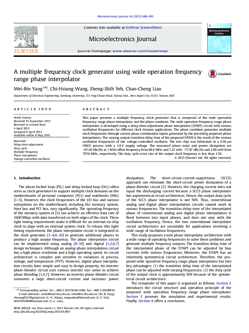 A multiple frequency clock generator using wide operation frequency range phase interpolator