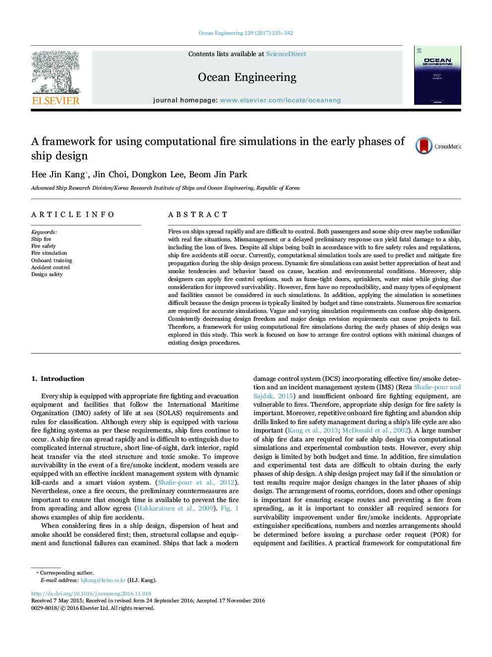 A framework for using computational fire simulations in the early phases of ship design