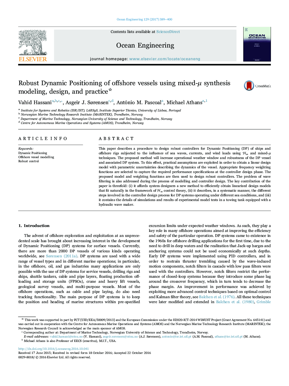 Robust Dynamic Positioning of offshore vessels using mixed-Î¼ synthesis modeling, design, and practice