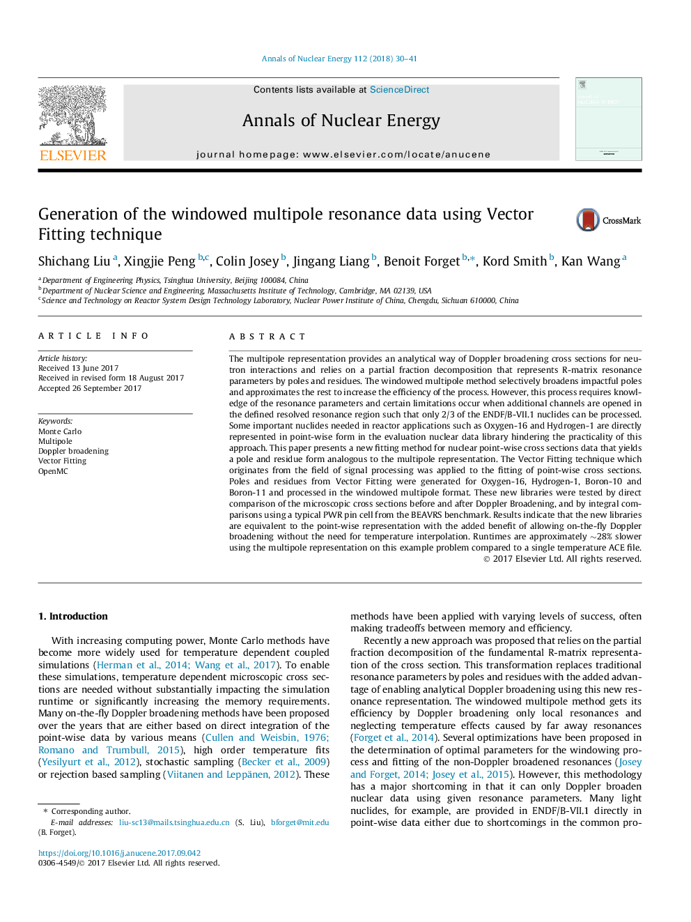 Generation of the windowed multipole resonance data using Vector Fitting technique