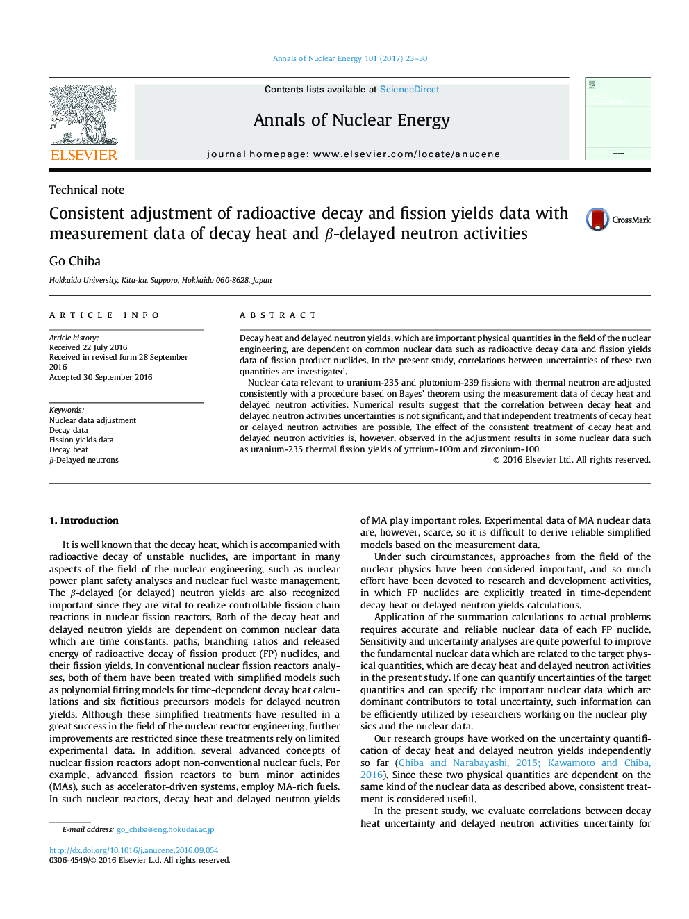 Consistent adjustment of radioactive decay and fission yields data with measurement data of decay heat and Î²-delayed neutron activities