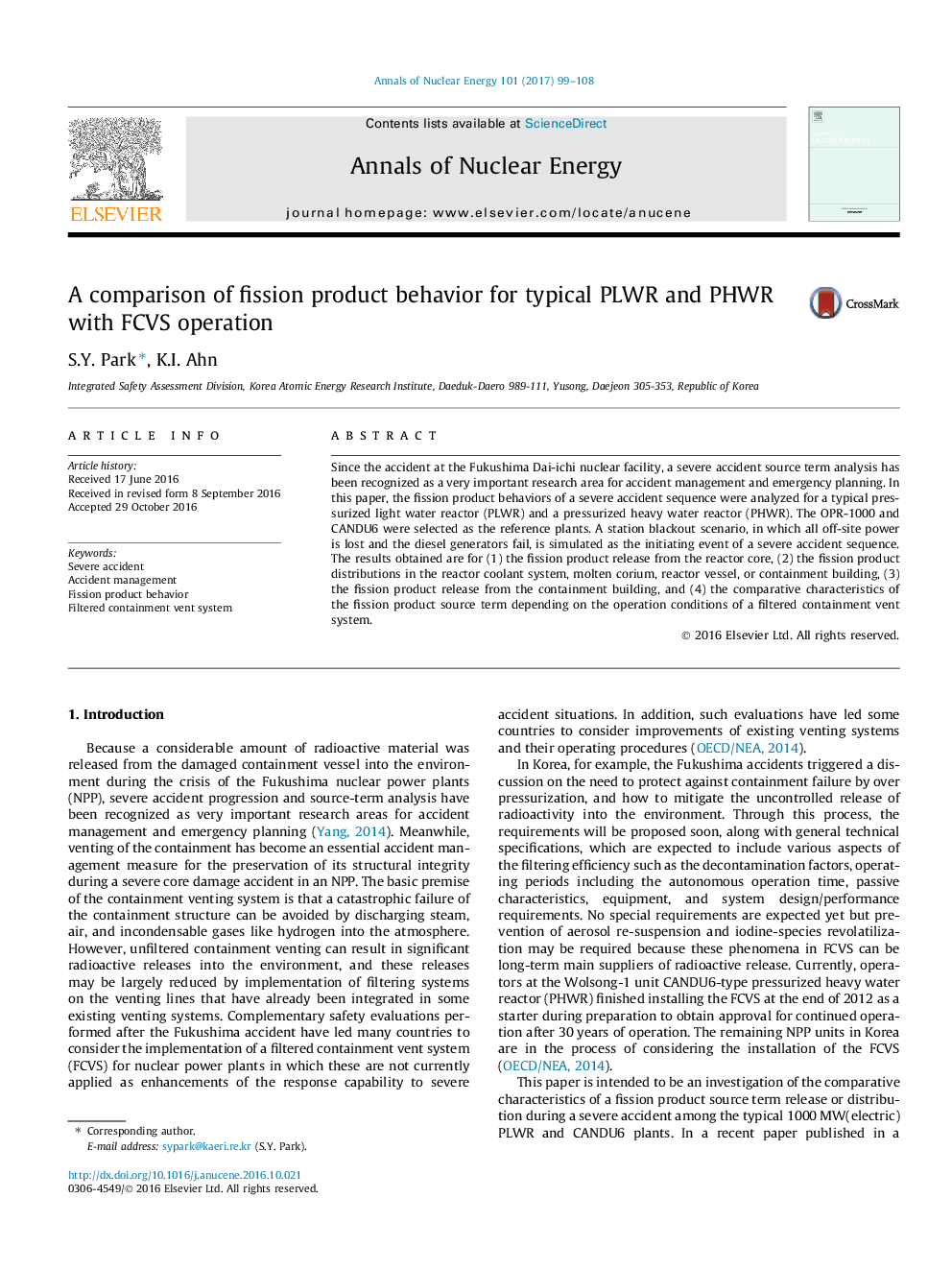 A comparison of fission product behavior for typical PLWR and PHWR with FCVS operation