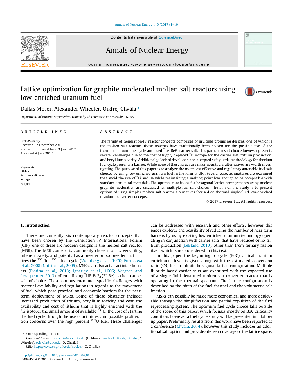 Lattice optimization for graphite moderated molten salt reactors using low-enriched uranium fuel