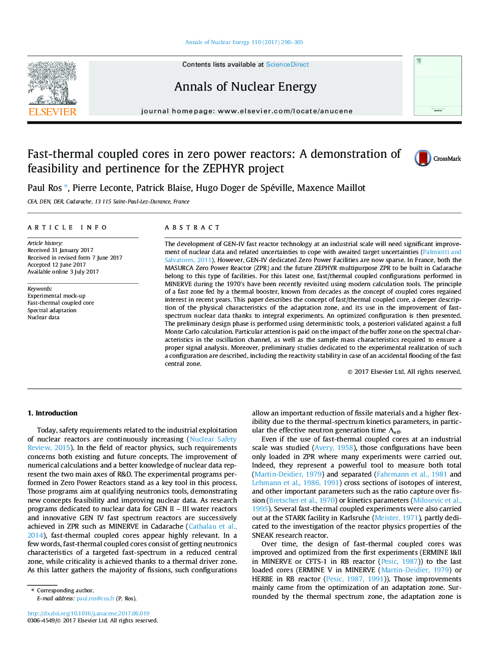 Fast-thermal coupled cores in zero power reactors: A demonstration of feasibility and pertinence for the ZEPHYR project