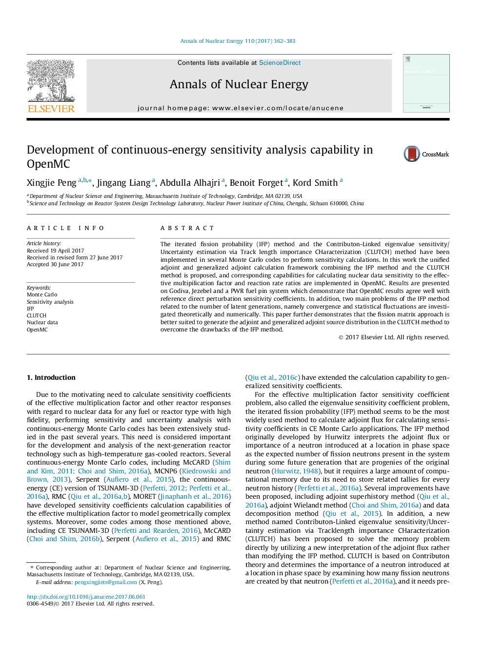 Development of continuous-energy sensitivity analysis capability in OpenMC