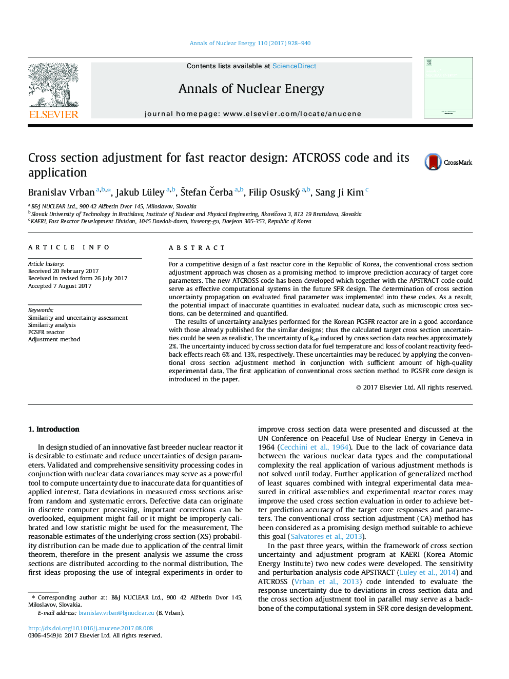 Cross section adjustment for fast reactor design: ATCROSS code and its application