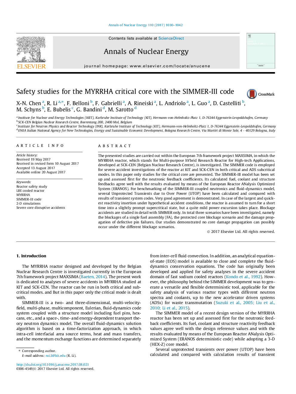 Safety studies for the MYRRHA critical core with the SIMMER-III code