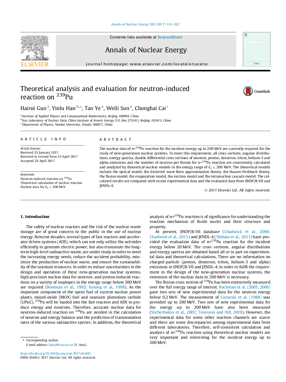 Theoretical analysis and evaluation for neutron-induced reaction on 239Pu