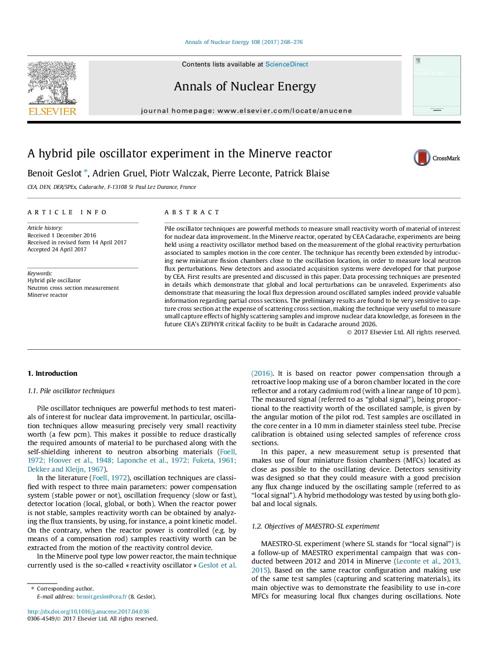 A hybrid pile oscillator experiment in the Minerve reactor