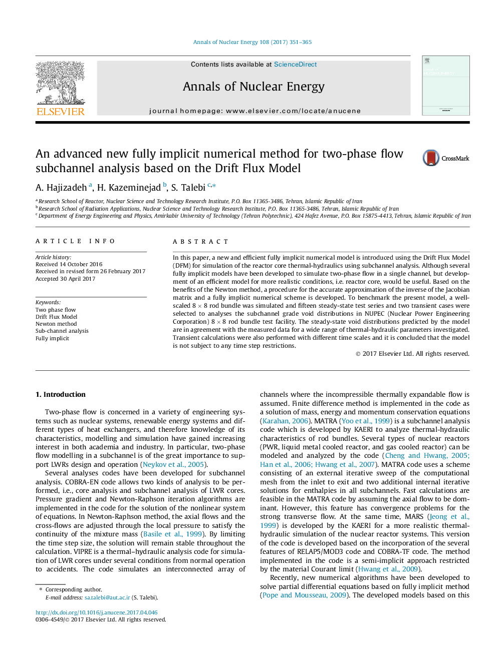 An advanced new fully implicit numerical method for two-phase flow subchannel analysis based on the Drift Flux Model