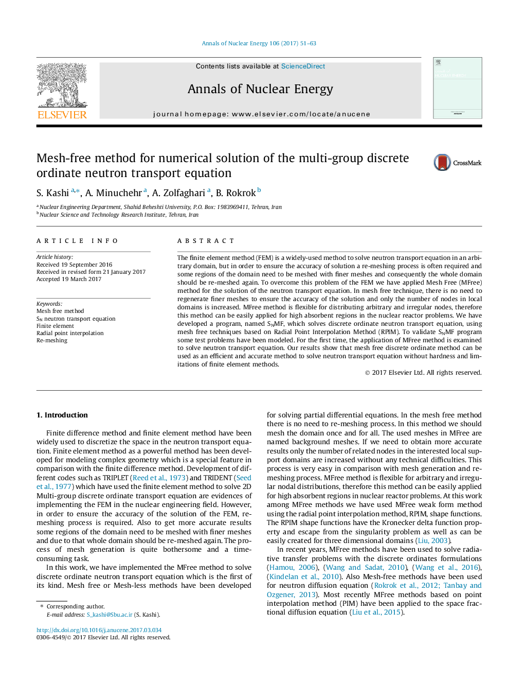 Mesh-free method for numerical solution of the multi-group discrete ordinate neutron transport equation