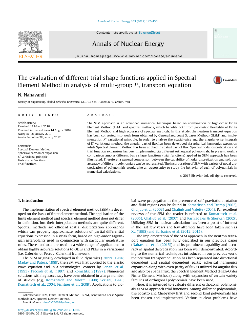 The evaluation of different trial shape functions applied in Spectral Element Method in analysis of multi-group Pn transport equation