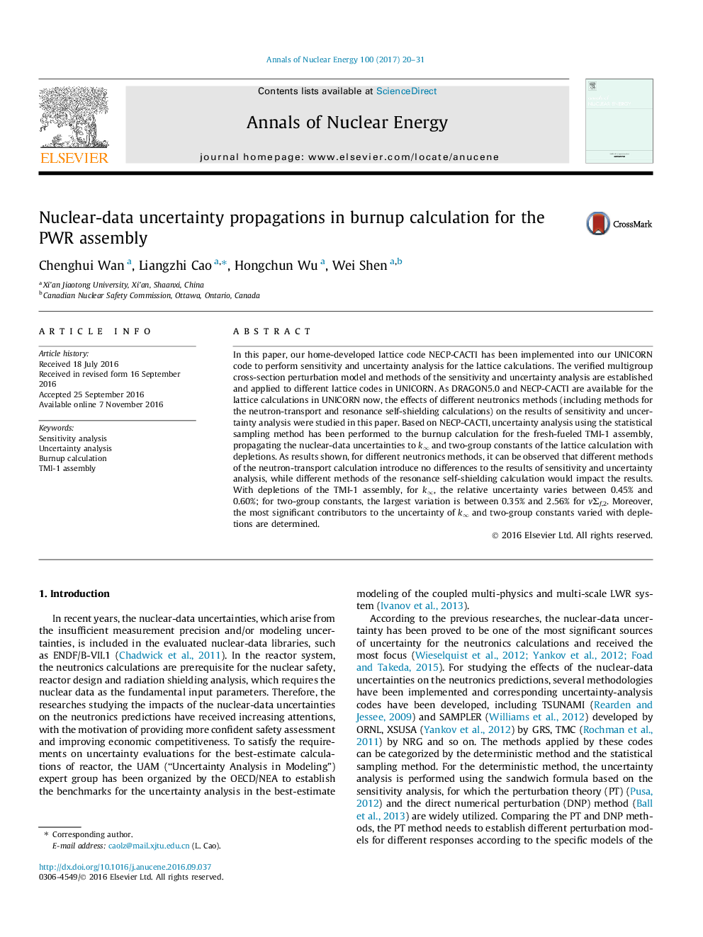 Nuclear-data uncertainty propagations in burnup calculation for the PWR assembly