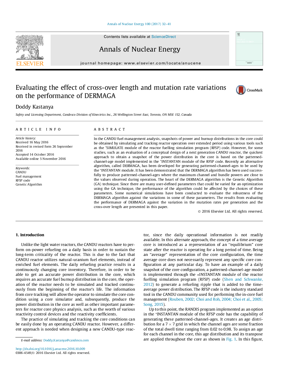 Evaluating the effect of cross-over length and mutation rate variations on the performance of DERMAGA