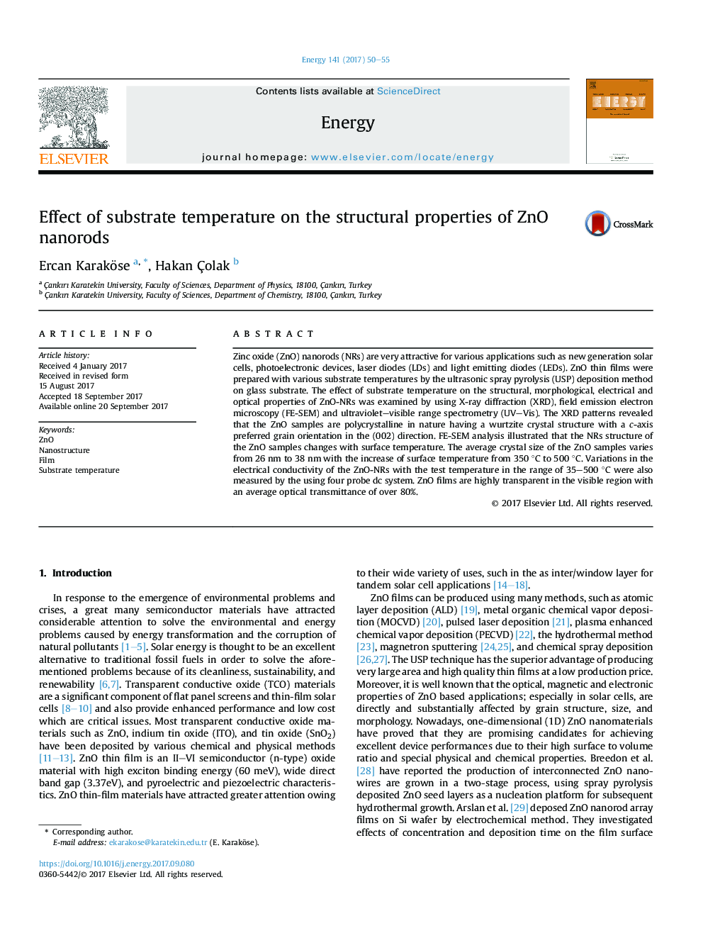 Effect of substrate temperature on the structural properties of ZnO nanorods