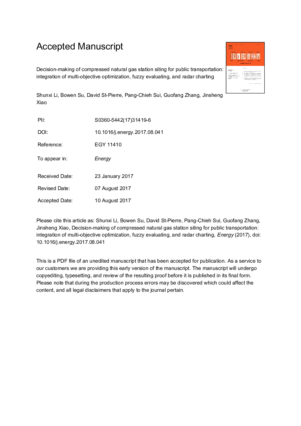 Decision-making of compressed natural gas station siting for public transportation: Integration of multi-objective optimization, fuzzy evaluating, and radar charting