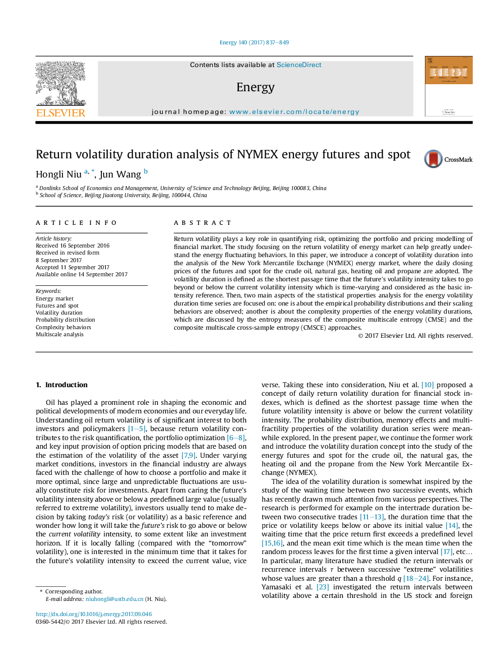 Return volatility duration analysis of NYMEX energy futures and spot