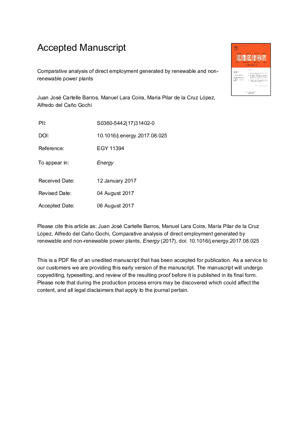 Comparative analysis of direct employment generated by renewable and non-renewable power plants