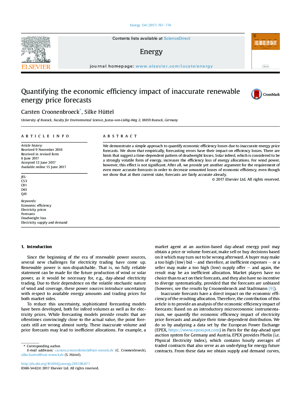 Quantifying the economic efficiency impact of inaccurate renewable energy price forecasts