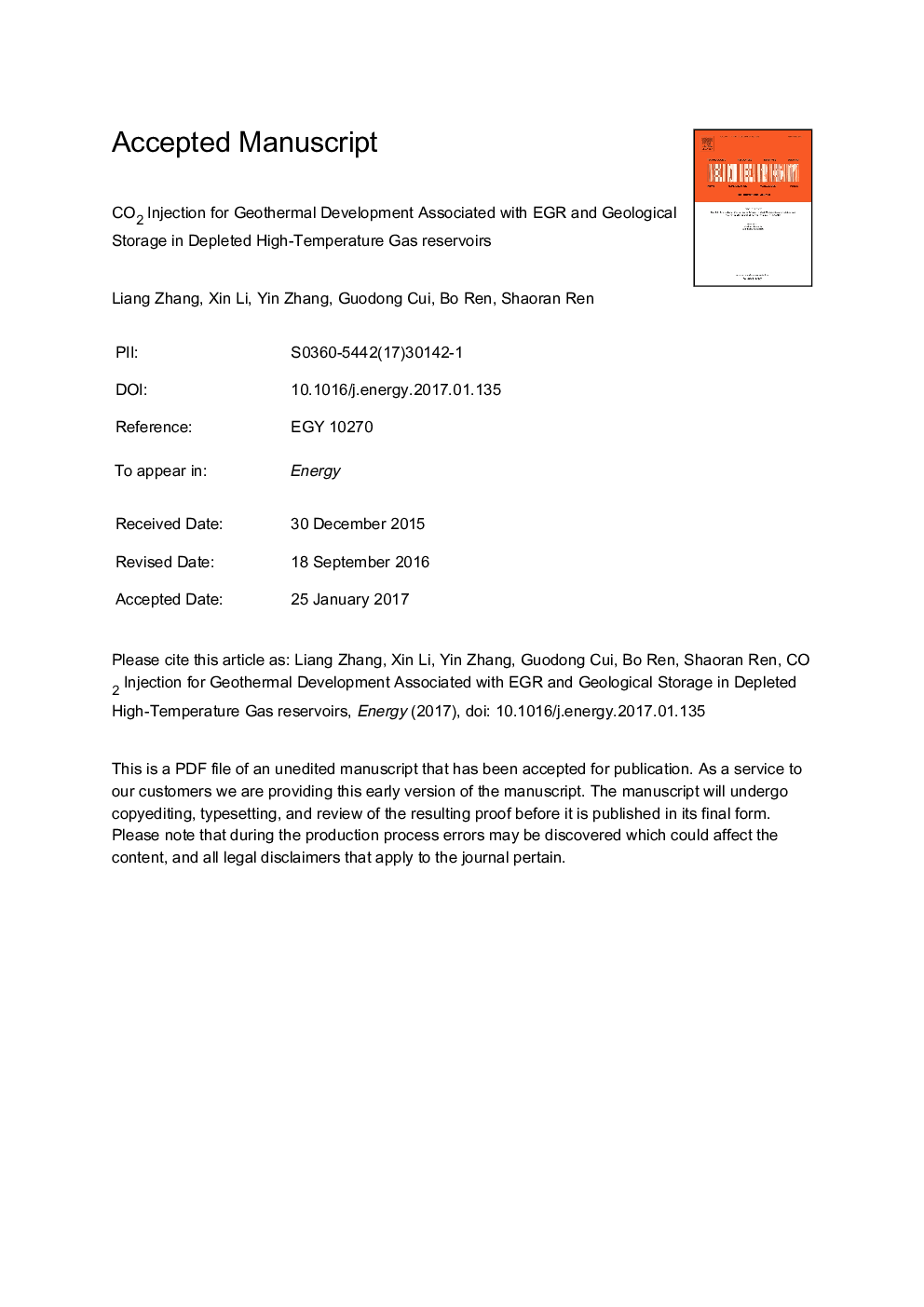 CO2 injection for geothermal development associated with EGR and geological storage in depleted high-temperature gas reservoirs