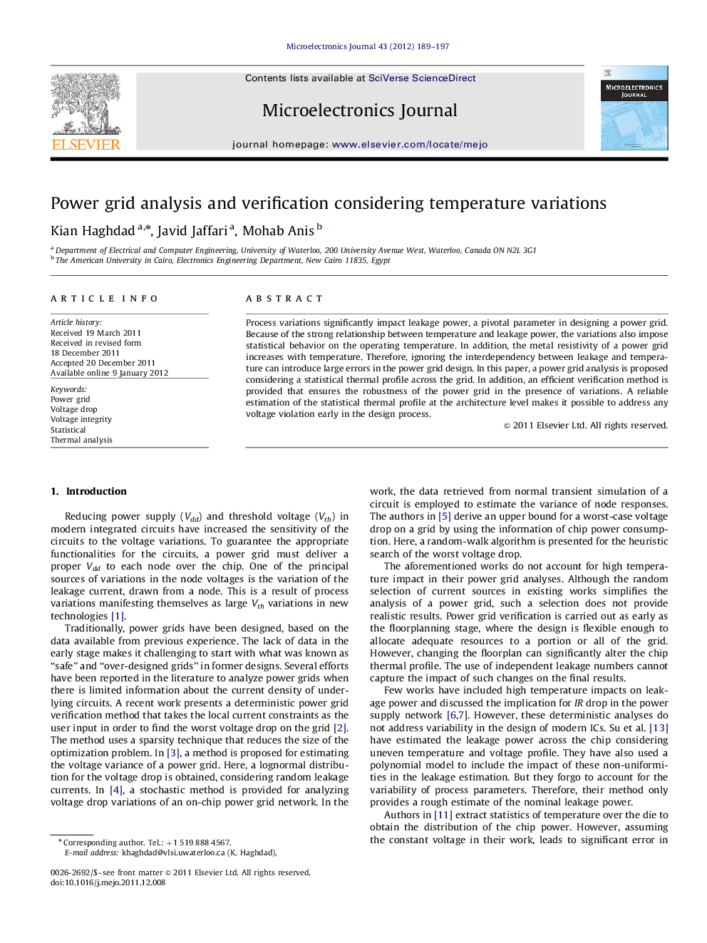 Power grid analysis and verification considering temperature variations