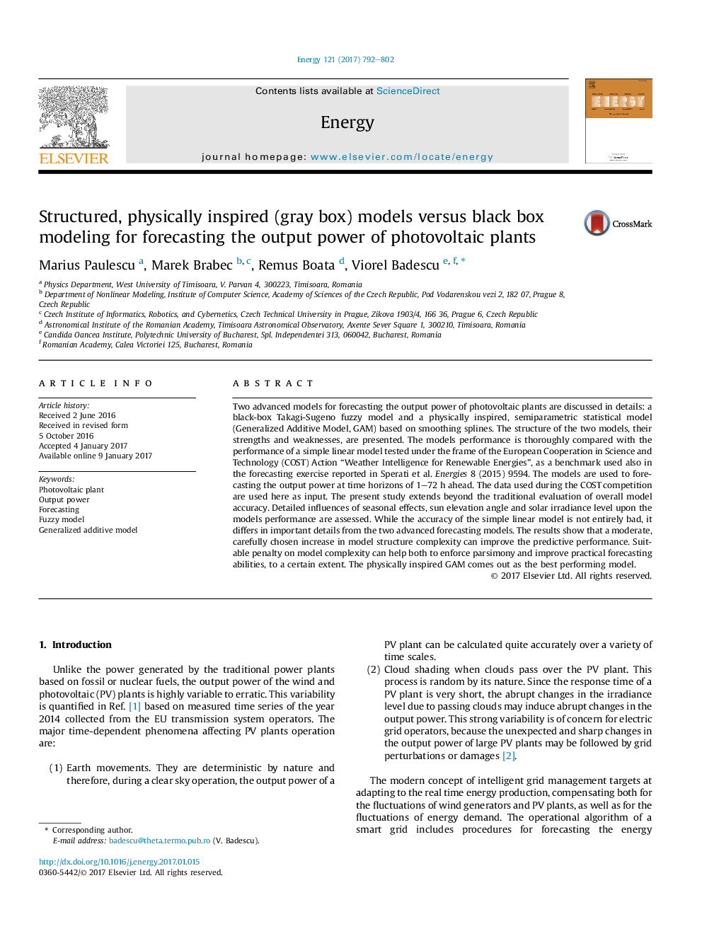 مدل های سازه ای، فیزیکی (جعبه خاکستری) در مقایسه با مدل جعبه سیاه برای پیش بینی قدرت خروجی گیاهان فتوولتائیک 