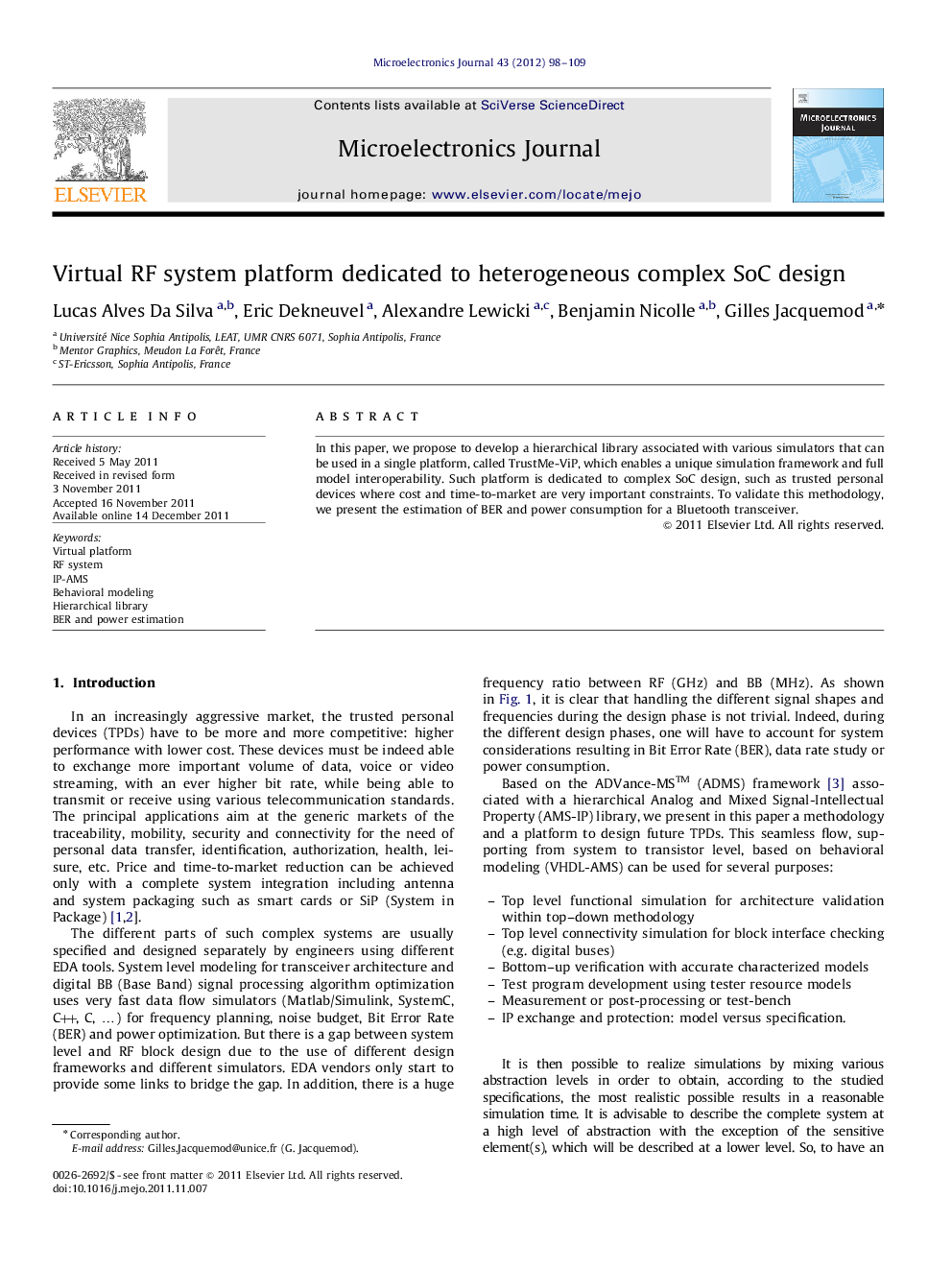 Virtual RF system platform dedicated to heterogeneous complex SoC design