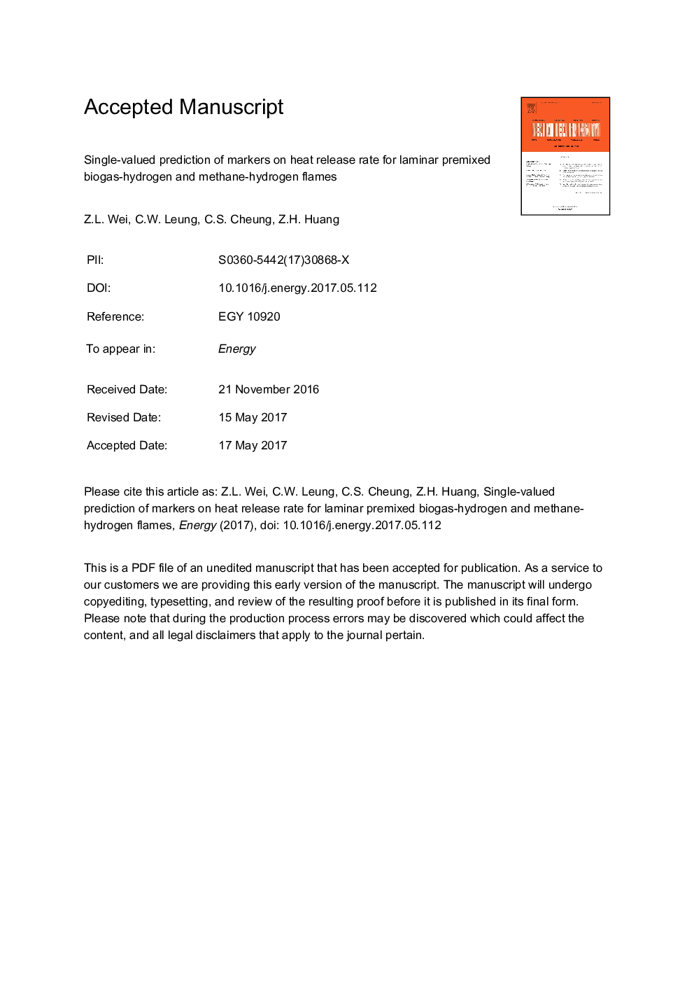 Single-valued prediction of markers on heat release rate for laminar premixed biogas-hydrogen and methane-hydrogen flames