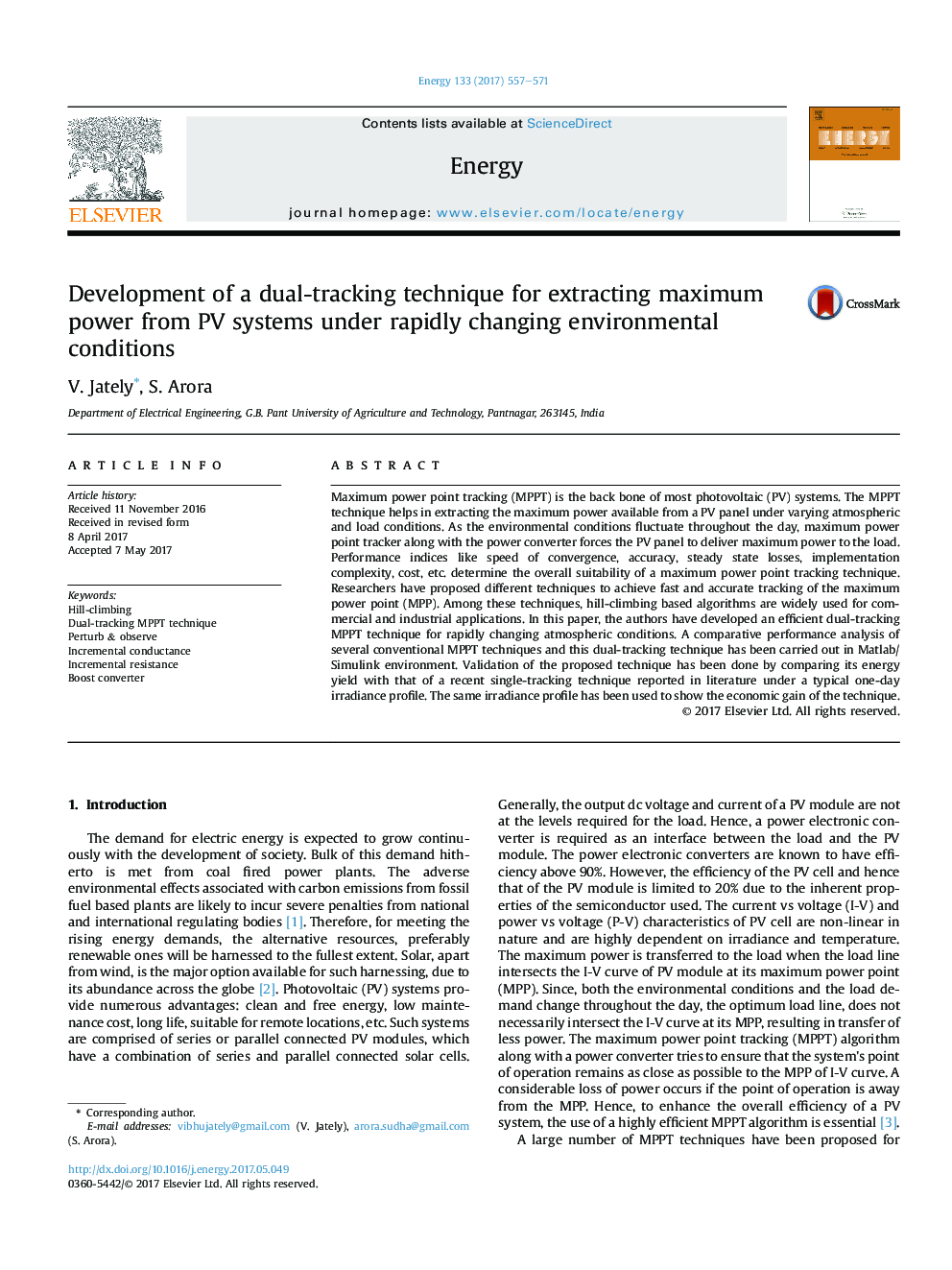 Development of a dual-tracking technique for extracting maximum power from PV systems under rapidly changing environmental conditions