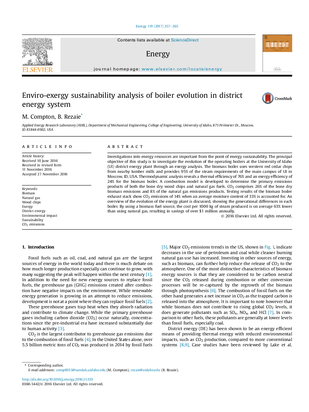 Enviro-exergy sustainability analysis of boiler evolution in district energy system