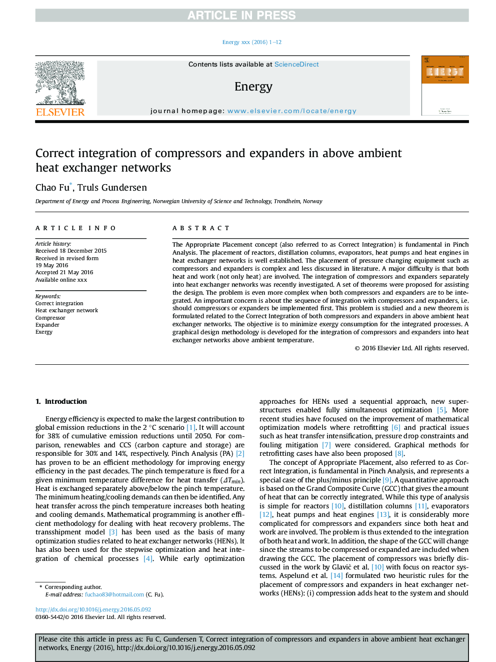 Correct integration of compressors and expanders in above ambient heat exchanger networks