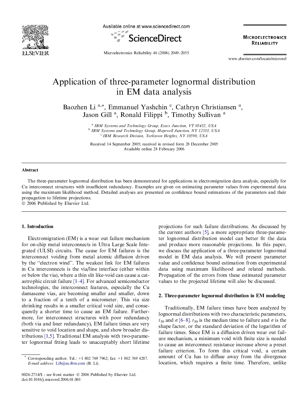 Application of three-parameter lognormal distribution in EM data analysis