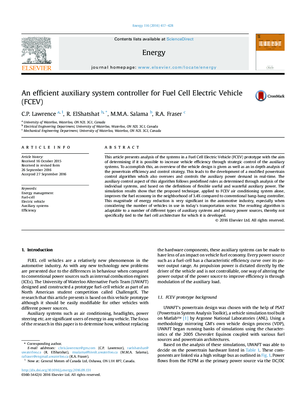 An efficient auxiliary system controller for Fuel Cell Electric Vehicle (FCEV)