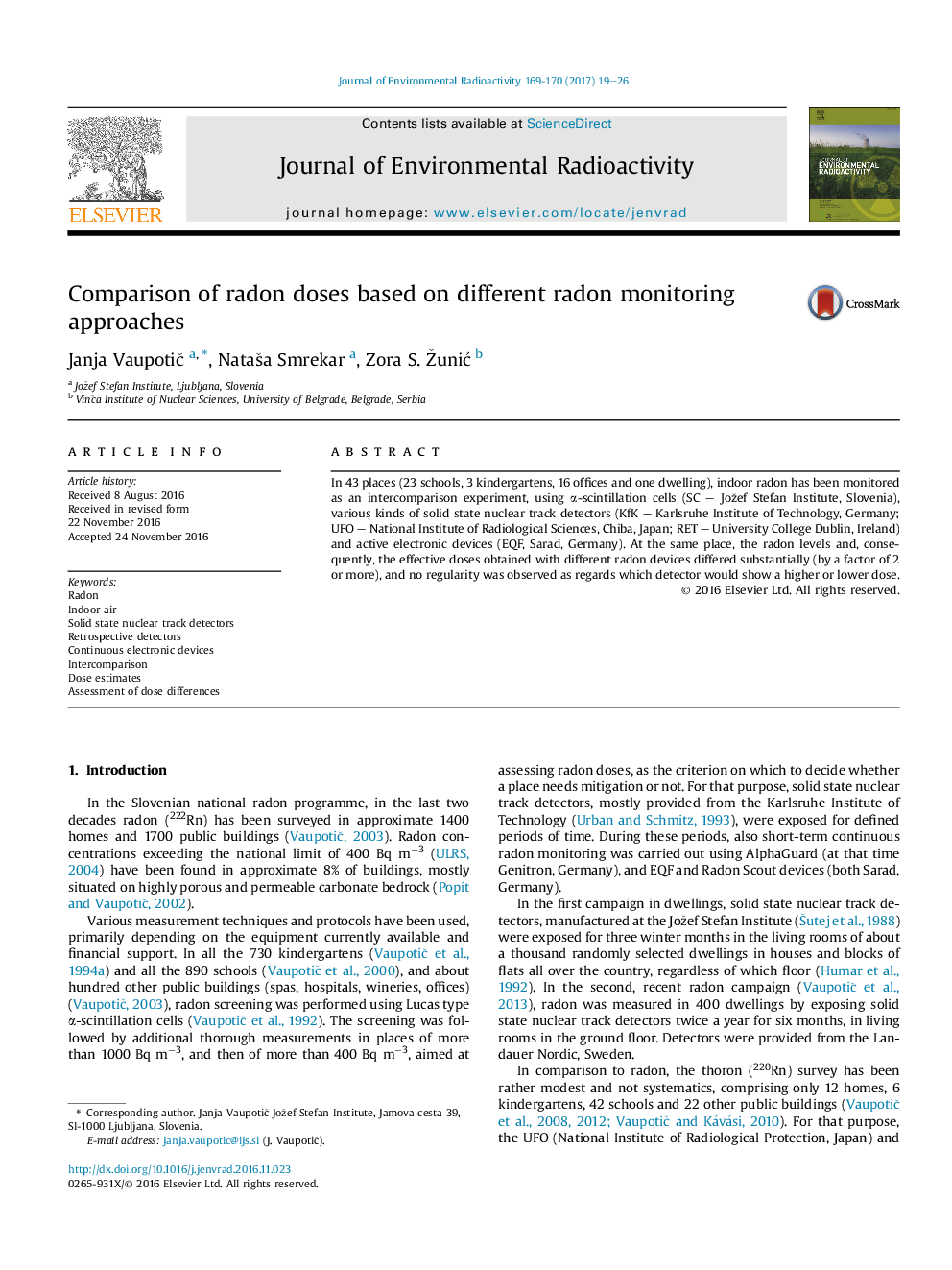 Comparison of radon doses based on different radon monitoring approaches