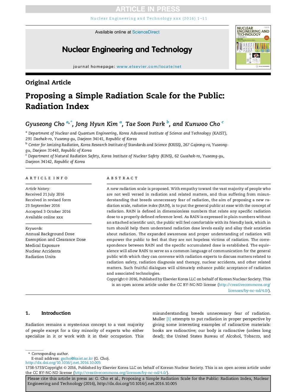 Proposing a Simple Radiation Scale for the Public: Radiation Index